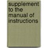 Supplement To The Manual Of Instructions