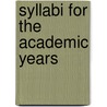 Syllabi For The Academic Years by American Society for the Teaching