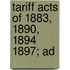 Tariff Acts Of 1883, 1890, 1894 1897; Ad
