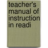 Teacher's Manual Of Instruction In Readi door Sidney Sheldon