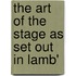 The Art Of The Stage As Set Out In Lamb'