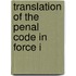 Translation Of The Penal Code In Force I