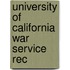 University Of California War Service Rec