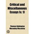 Critical And Miscellaneous Essays (Volume 1)