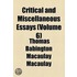 Critical And Miscellaneous Essays (Volume 6)