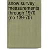 Snow Survey Measurements Through 1970 (No 129-70) by California. Dept. Of Water Resources