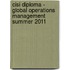 Cisi Diploma - Global Operations Management Summer 2011