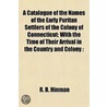 Catalogue of the Names of the Early Puritan Settlers of the by R.R. Hinman