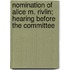 Nomination of Alice M. Rivlin; Hearing Before the Committee