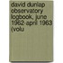 David Dunlap Observatory Logbook, June 1962-April 1963 (Volu