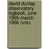 David Dunlap Observatory Logbook, June 1965-March 1966 (Volu