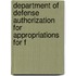 Department of Defense Authorization for Appropriations for F
