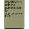 Department of Defense Authorization for Appropriations for F door United States. Services