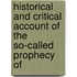 Historical and Critical Account of the So-Called Prophecy of