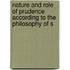 Nature and Role of Prudence According to the Philosophy of S