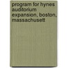 Program for Hynes Auditorium Expansion, Boston, Massachusett door Boston Redevelopment Authority