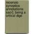 Recensio Synoptica Annotationis Sacr]; Being a Critical Dige