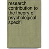 Research Contribution to the Theory of Psychological Specifi door Kingsley George Ferguson
