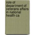 Role of Department of Veterans Affairs in National Health Ca