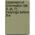 Statement Of Information (bk. 6, Pt. 1); Hearings Before The