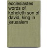 Ecclesiastes Words Of Koheleth Son Of David, King In Jerusalem by John Franklin Genung