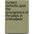 Cursory Remarks Upon The Arrangement Of The Plays Of Shakespear