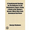 A Supplemental Apology For The Believers In The Shakspeare-Papers door George Chalmers