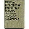 Tables Of Properties Of Over Fifteen Hundred Common Inorganic Substances. door Wilhelm Segerblom