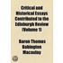 Critical And Historical Essays Contributed To The Edinburgh Review (Volume 1)