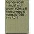 Haynes Repair Manual Ford Crown Victoria & Mercury Grand Marquis 1988 Thru 2010