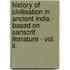 History Of Civilisation In Ancient India - Based On Sanscrit Literature - Vol. Ii.