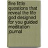Five Little Questions That Reveal the Life God Designed for You Guided Meditation Journal