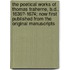 The Poetical Works Of Thomas Traherne, B.D., 1636?-1674; Now First Published From The Original Manuscripts