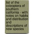 List Of The Coleoptera Of Southern California - With Notes On Habits And Distribution And Descriptions Of New Species