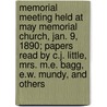 Memorial Meeting Held At May Memorial Church, Jan. 9, 1890; Papers Read By C.J. Little, Mrs. M.E. Bagg, E.W. Mundy, And Others by Browning club