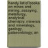 Handy List Of Books On Mines And Mining, Assaying, Metallurgy, Analytical Chemistry, Minerals And Mineralogy, Geology, Palaeontology; An