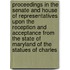 Proceedings In The Senate And House Of Representatives Upon The Reception And Acceptance From The State Of Maryland Of The Statues Of Charles