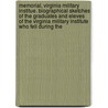 Memorial, Virginia Military Institue. Biographical Sketches Of The Graduates And Eleves Of The Virginia Military Institute Who Fell During The by Charles D. Walker