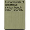 Fundamentals of Generative Syntax. French, Italian, Spanish by Natascha Müller