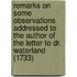 Remarks on Some Observations Addressed to the Author of the Letter to Dr. Waterland (1733)