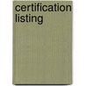 Certification Listing by Frederic P. Miller