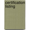 Certification Listing door Frederic P. Miller