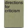 Directions For Criticism door Murray Krieger