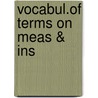 Vocabul.Of Terms On Meas & Ins door David Hoffmann