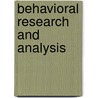 Behavioral Research And Analysis door M. Vercruyssen