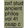 Oxf Stud Ancient Philos Vol 41 Osap C by Inwood