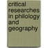 Critical Researches In Philology And Geography