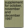 Supplement For October, November And December 1997 by United Nations: Security Council