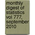 Monthly Digest Of Statistics Vol 777, September 2010