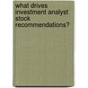 What Drives Investment Analyst Stock Recommendations? by Björn Schubert
